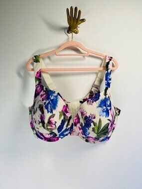 Cacique Floral Print Full Coverage Bra With Adjustable Straps 40G